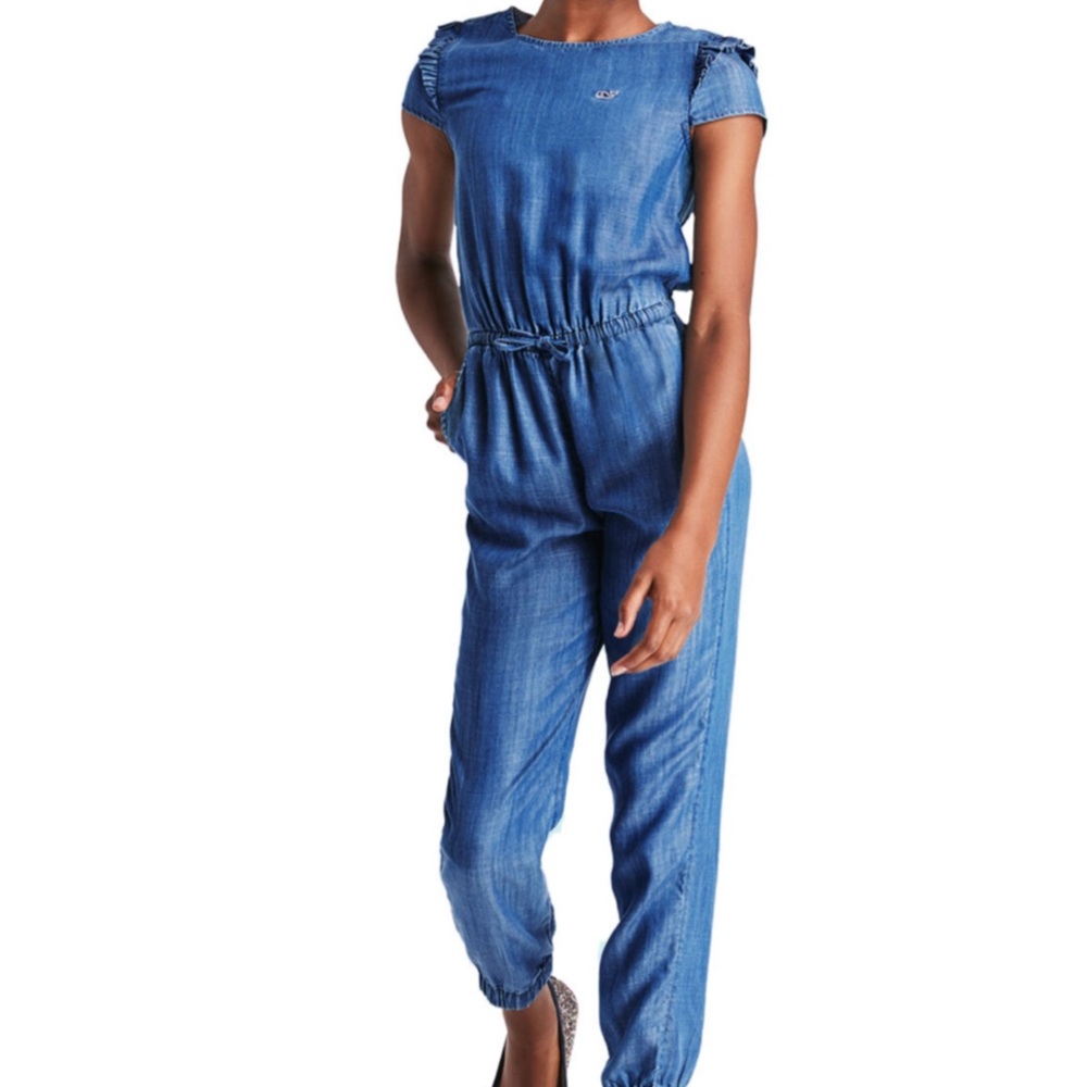 Vineyard Vines girls chambray jumpsuit/romper